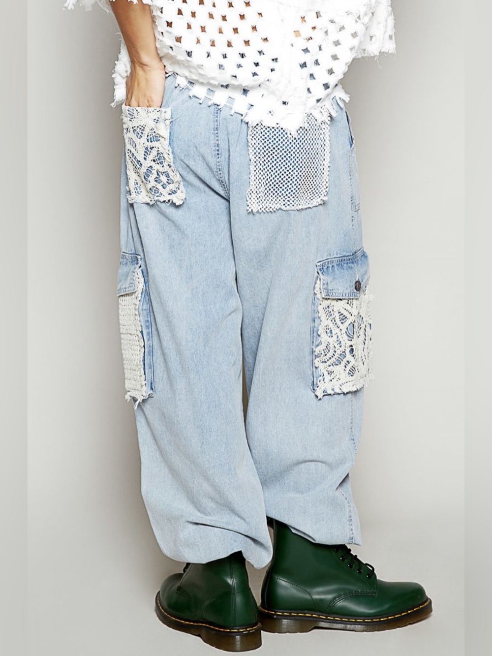 POL “ Crochet Cargo “ Relaxed Baggy Jeans | Denim - Picture 4 of 5